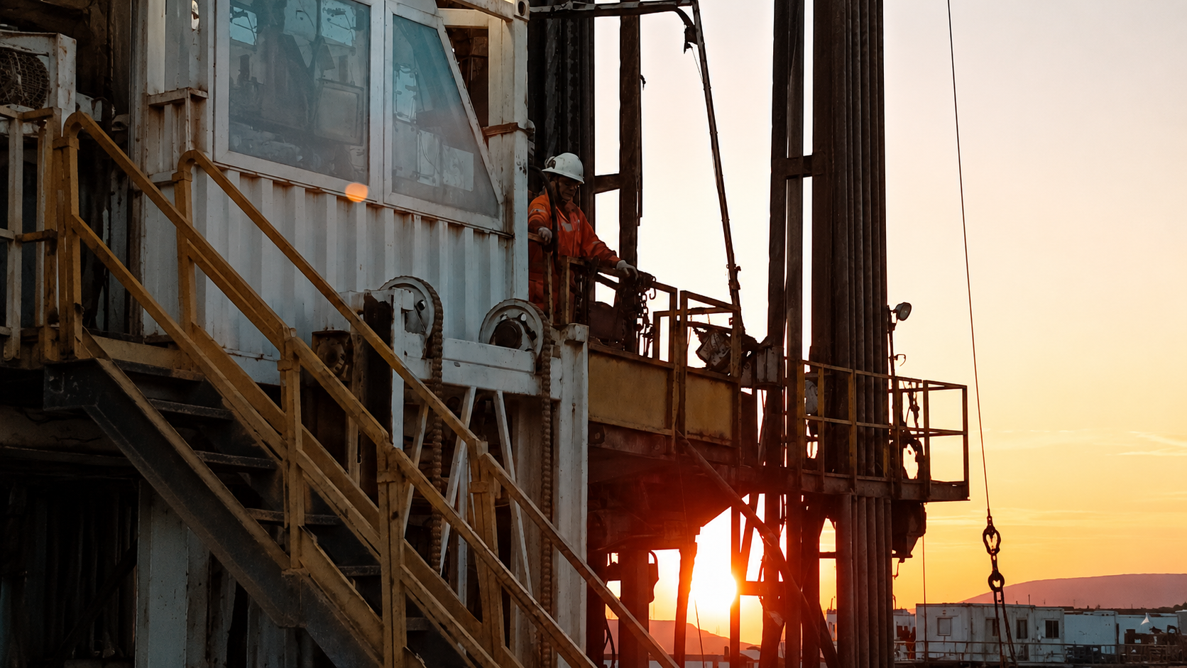 SEPESA drilling rig at sunset